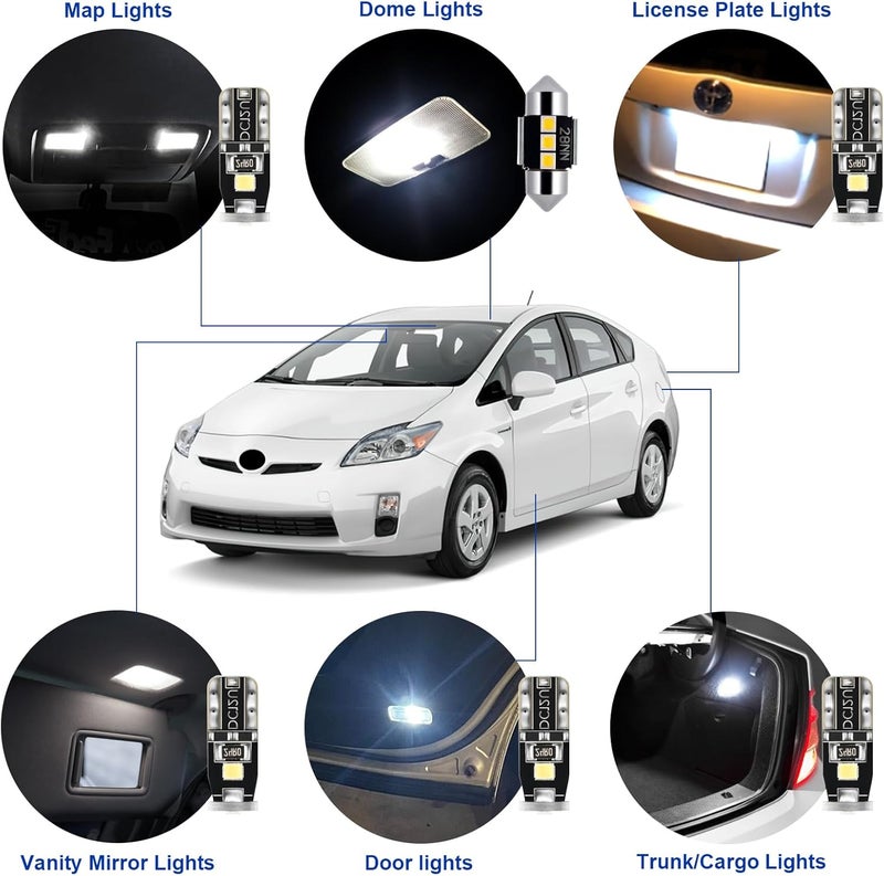 EASY EAGLE LED Interior Car Lights for Toyota-Prius-2010-2015: 10 Piece Kit White LED Light Bulbs - Super Bright 6000K + Install Tool - Image 3